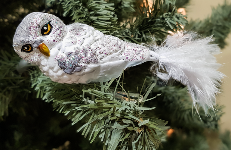 White owl ornament | Glavena White owl glass ornament